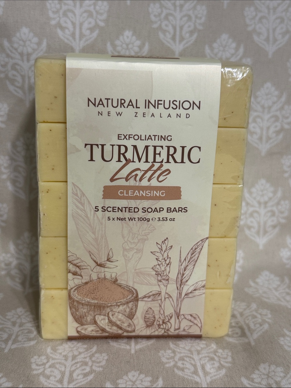 Turmeric Latte Exfoliating Soap Bars - Yellow (5 Pack)